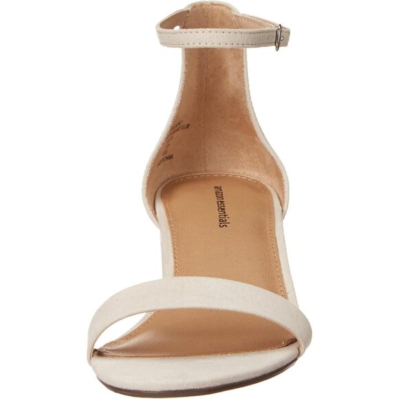 Womens Ivory Faux Suede Two Strap Open Rounded Toe Chunky Block Heeled Sandal - Picture 2 of 8